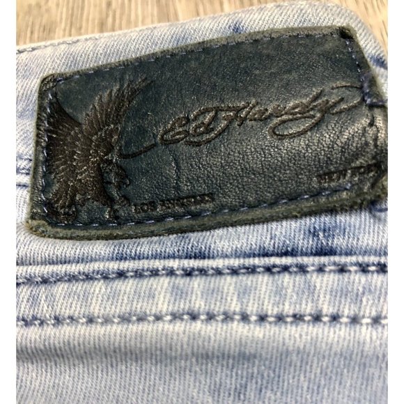 Ed Hardy Skinny Ripped Light Blue Wash Denim Jeans Mens 34W 27L - Picture 9 of 9